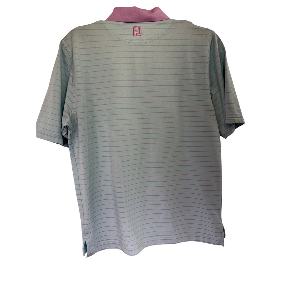 FootJoy Mens XL Striped Golf Polo Teal Purple Silver Spring Embroidered (R19) - Picture 5 of 6